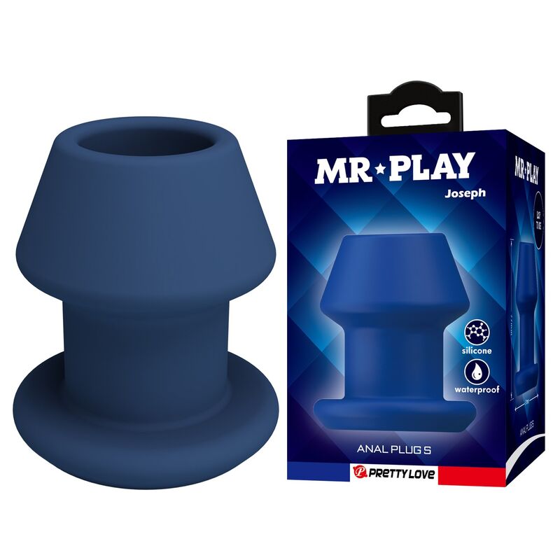 Mr Play - Jack Plug Anal Hueco Silicona Azul Talla S
