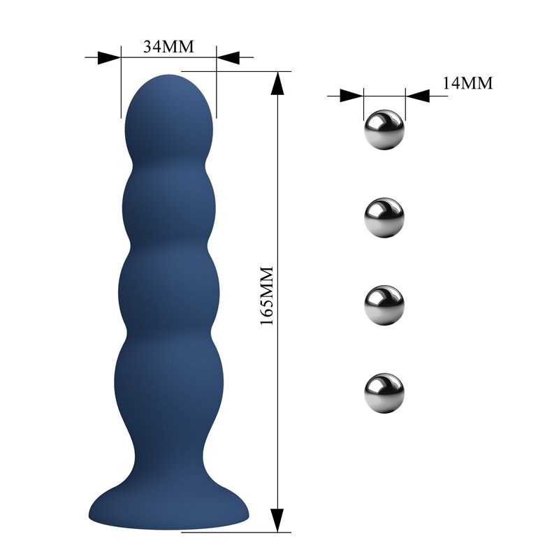 Mr Play - Plug Anal Con 4 Bolas Metálicas Y Ventosa Azul