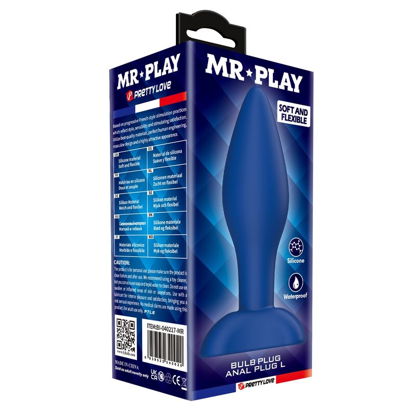 Mr Play - Plug Anal Cónico Silicona Azul L