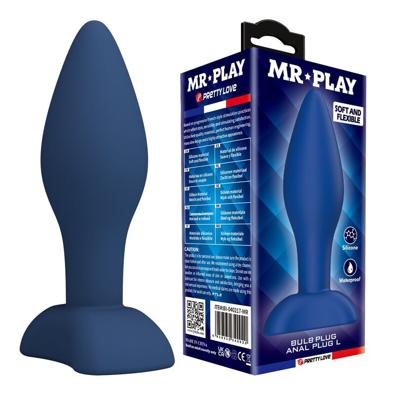 Mr Play - Plug Anal Cónico Silicona Azul L