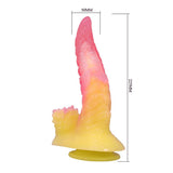 Power Monsters - Ripplied Monster Dildo Fantasía Con Ventosa 22,5 Cm Ø 5,5 Cm Rosa Y Amarillo