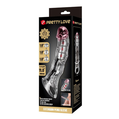 Pretty Love - Funda Extensora Para Pene Ajustable 28 Cm Ø 4,5 Cm Color Transparente