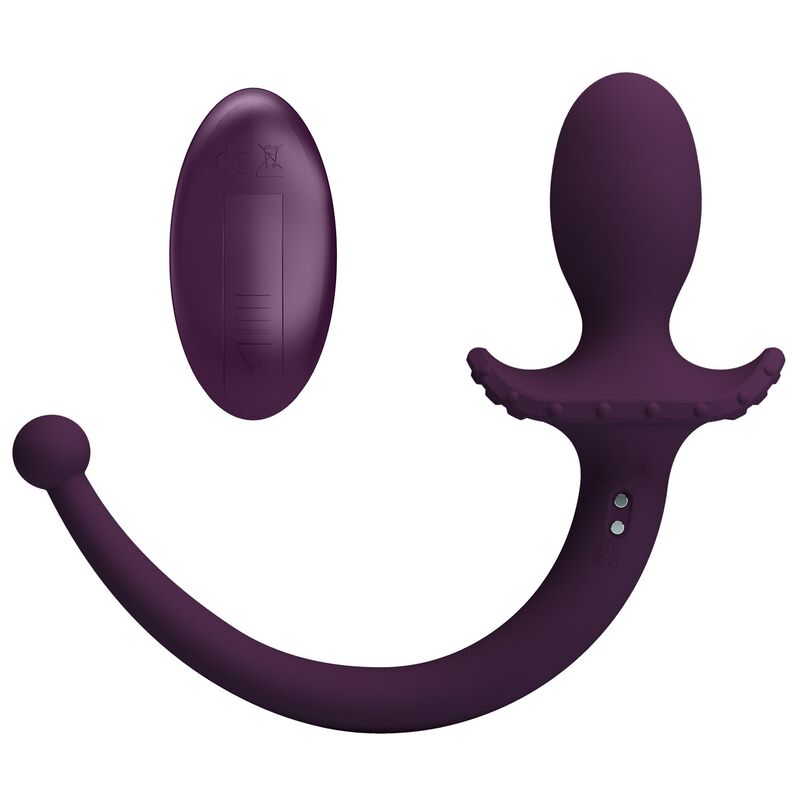 Pretty Love - Lioea Plug Anal Con Cola Vibrador 12 Funciones Color Morado Control Remoto