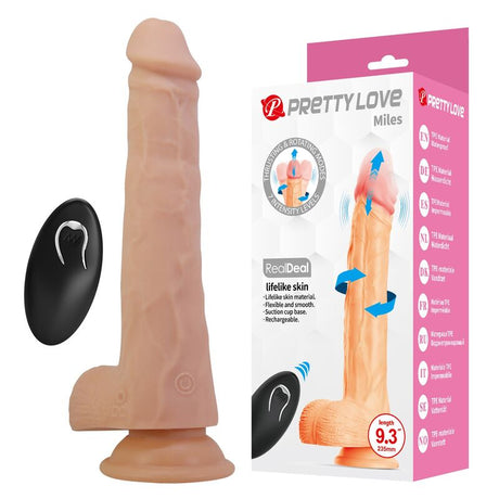 Pretty Love - Miles Dildo Vibrador Con Empuje Y Rotación Control Remoto 23,5 Cm Ø 4,8 Cm Color Natural