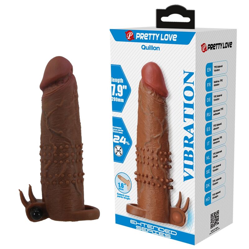 Pretty Love - Quillon Funda Para Pene Vibradora 20 Cm Ø 4 Cm Color Marrón