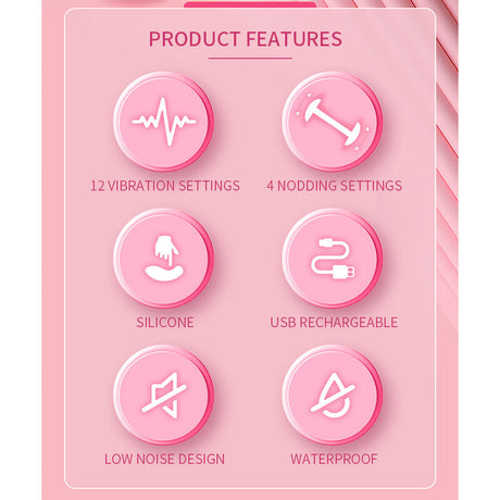 Pretty Love - Duden Vibrador De Silicona Recargable 12 Modos De Vibración Y 3 Modos De Balanceo Rosa