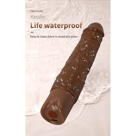 Pretty Love - Kessler Dildo Vibrador Realista 10 Modos De Vibración Y 10 De Empuje 22 Cm Marrón