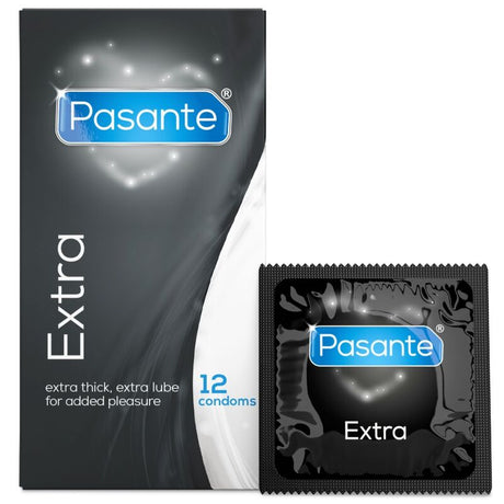 Pasante - Extra Preservativos Extra Gruesos Con Lubricación Adicional 12 Unidades