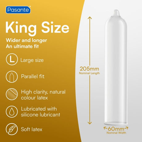 Pasante - Preservativos King Ms Largos Y Anchos Bolsa 144 Unidades