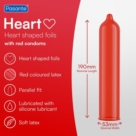 Pasante - Preservativo Rojo Forma Corazon Bolsa 144 Unidades