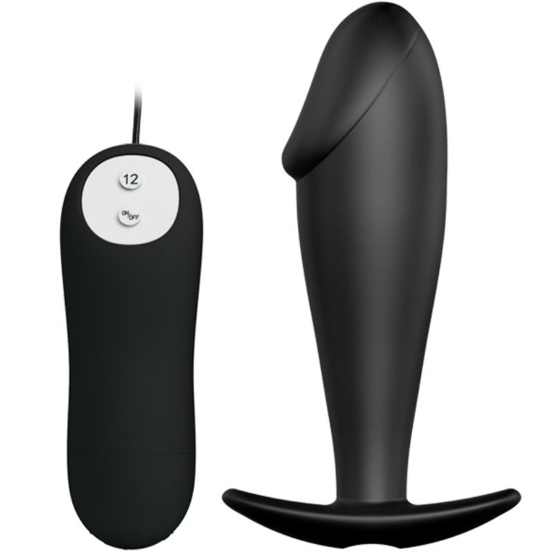 Pretty Love Plug Anal Silicona Forma Pene Y 12 Modos Vibracion - Negro