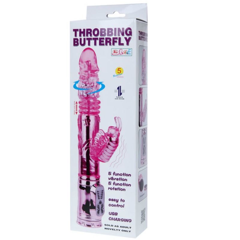 Baile - Vibrador Recargable Con Rotacion Y Estimulador Throbbing Butterf