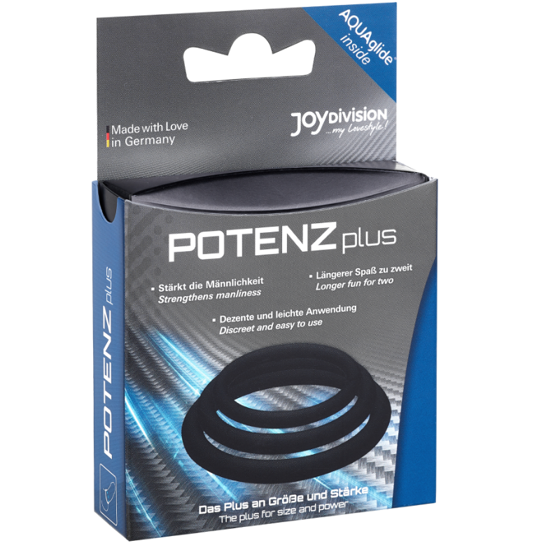 Joydivision Potenzduo - Plus Pack 3 Anillos Para Pene Negro - S, M, L