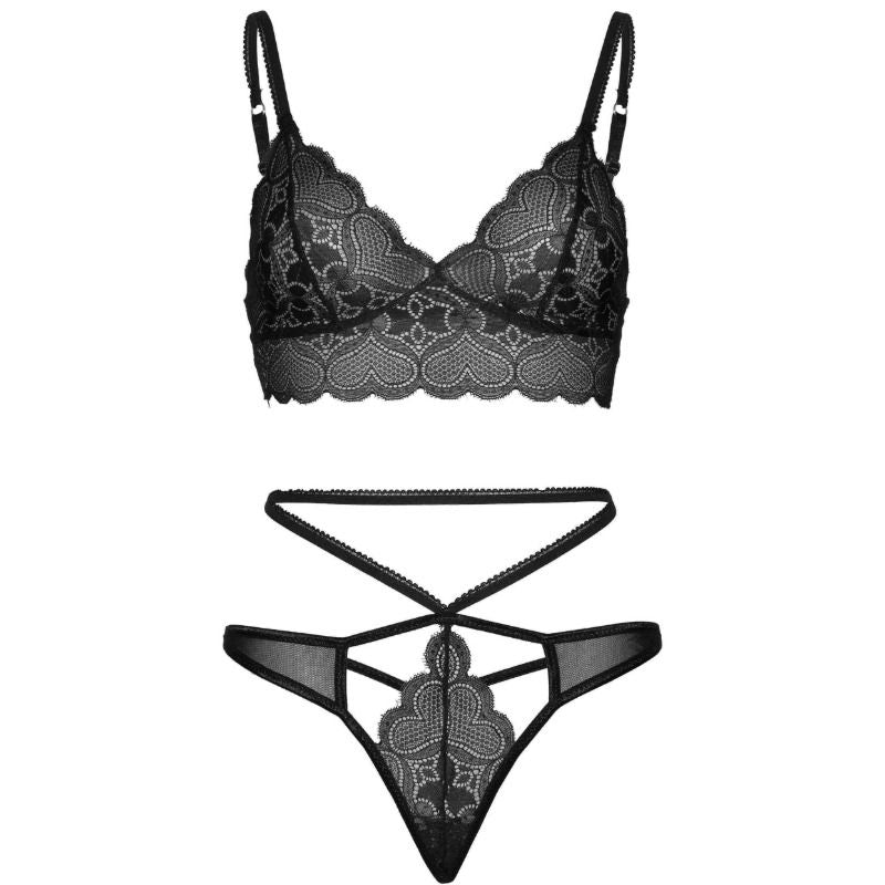 Leg Avenue - Set 2 Piezas Con Tanga Doble Tiranta S/M Negro
