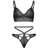 Leg Avenue - Set 2 Piezas Con Tanga Doble Tiranta S/M Negro