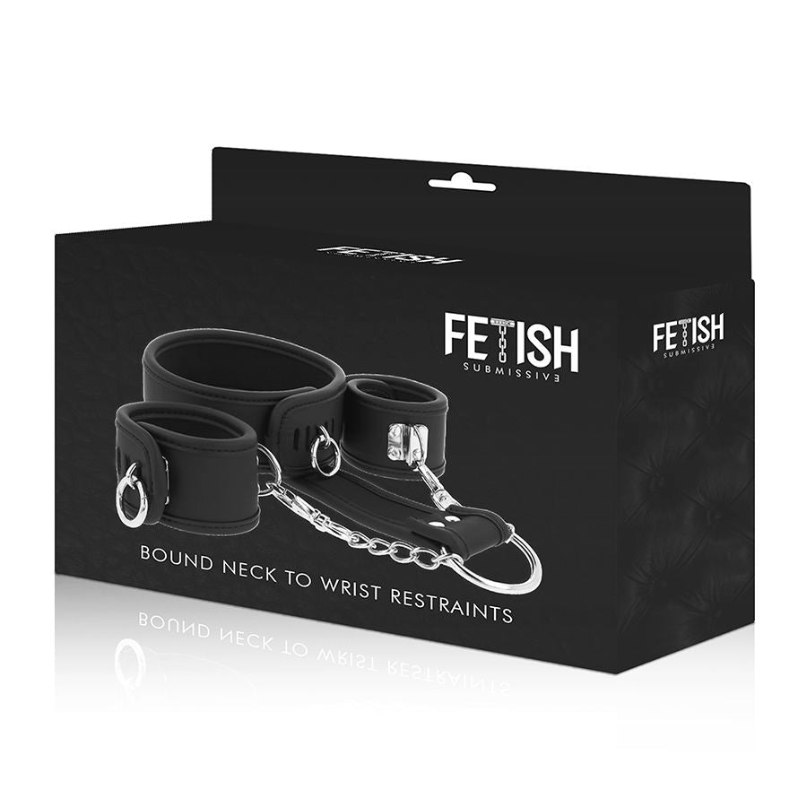 Fetish Submissive - Collar Y Esposas Cuero Vegano Con Forro De Nopreno