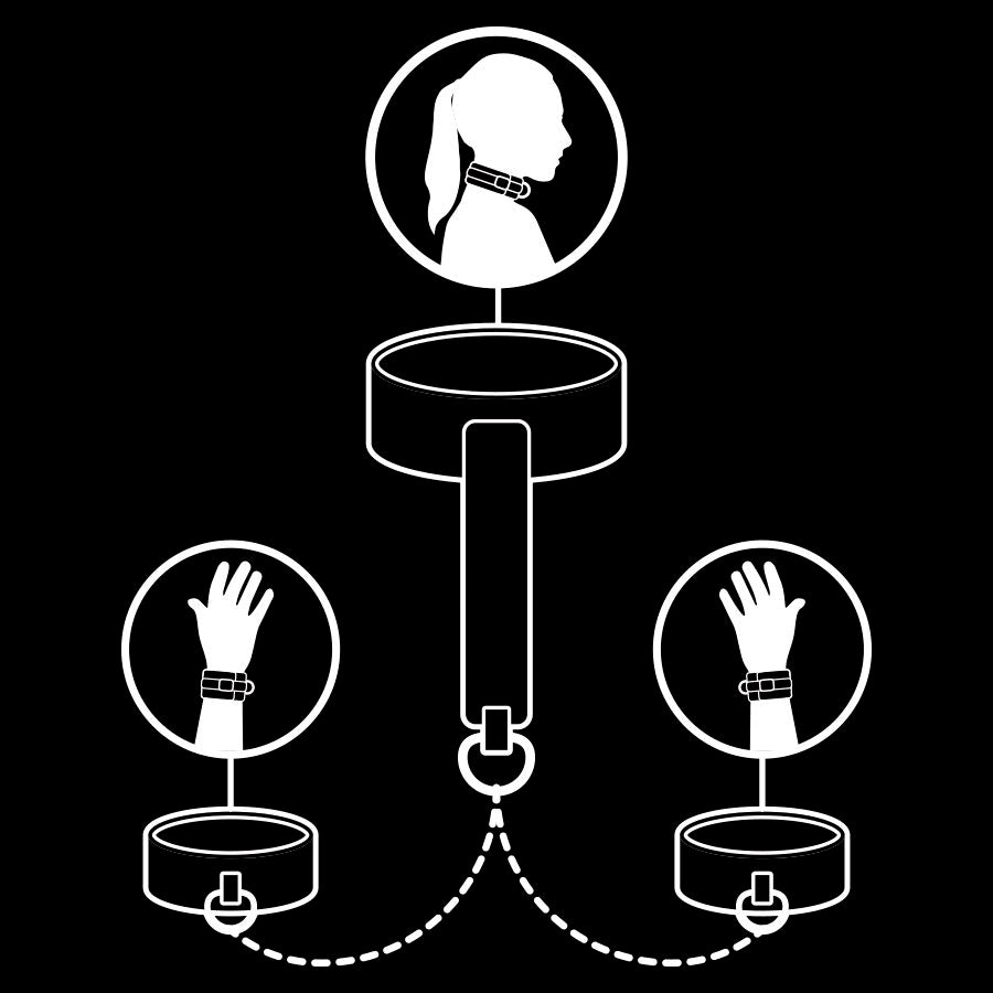 Fetish Submissive - Collar Y Esposas Cuero Vegano Con Forro De Nopreno