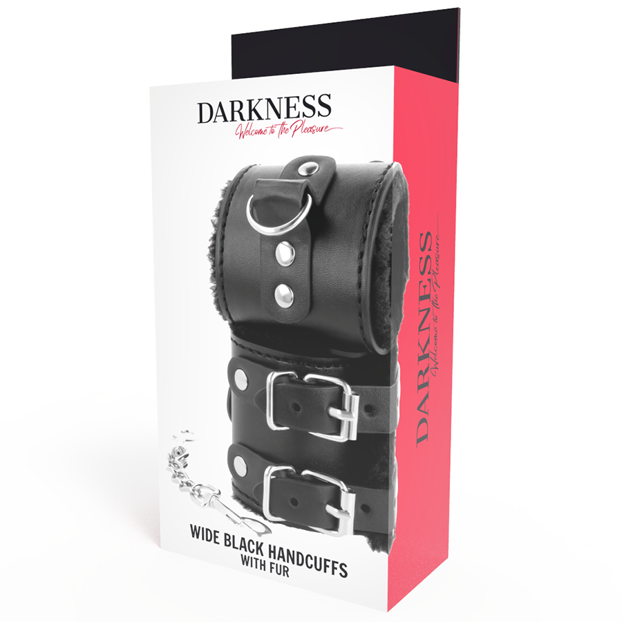 Darkness - Esposas Cuero Con Forro Ajustables Negro