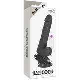 Basecock - Vibrador Realistico Control Remoto Negro Con Testiculos 19.5 Cm -O- 4 Cm
