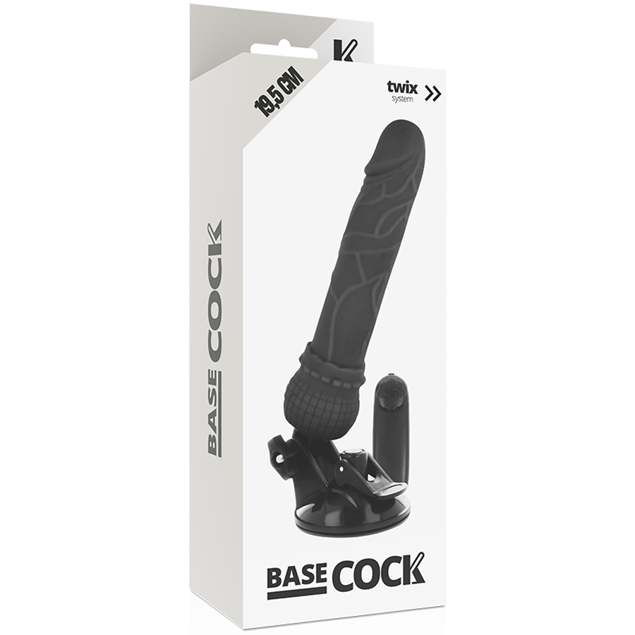 Basecock - Vibrador Realistico Control Remoto Negro 19.5 Cm -O- 4 Cm