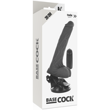 Basecock - Vibrador Realistico Control Remoto Negro Con Testiculos 20 Cm -O- 4 Cm
