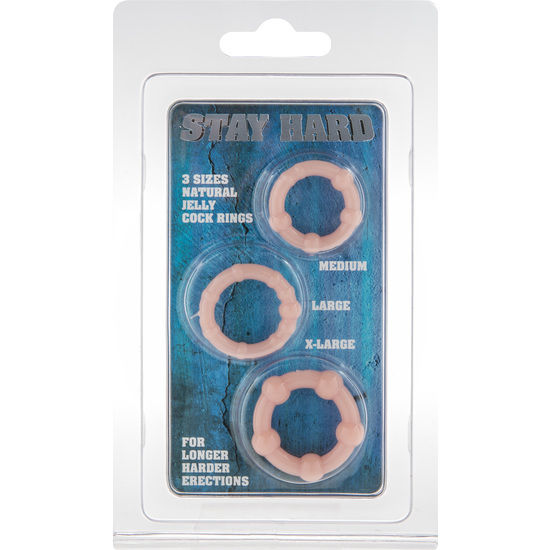 Stay Hard - Juego Tres Anillos Pene Color Carne