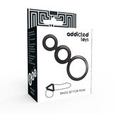Addicted Toys - Set Anillos Pene Y Testículos - Ahumado