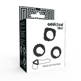 Addicted Toys - Set 3 Anillos Pene Negro