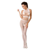 Passion - Woman Bs048 Bodystocking Blanco Talla Unica