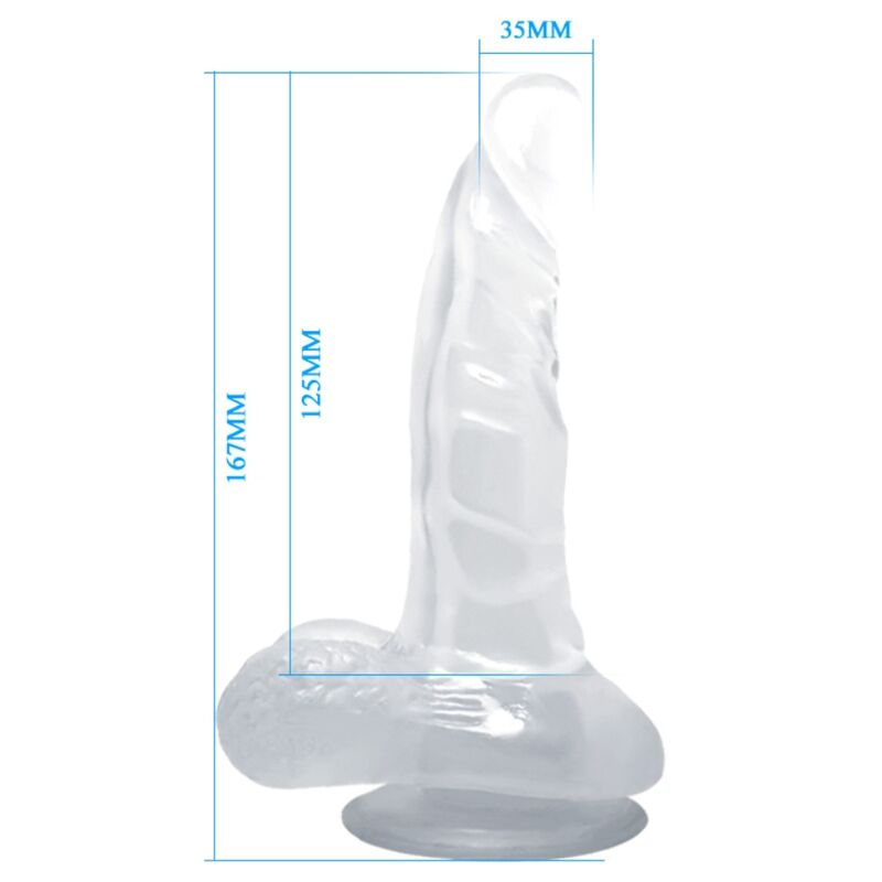 Baile - Dildo Realistico Con Ventosa Y Testiculos 16.7 Cm Transparente