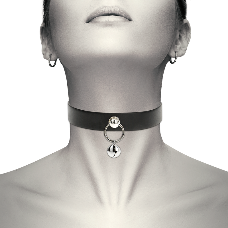 Coquette Chic Desire - Collar Cuero Vegano Accesorio Woman Cascabel/Aro