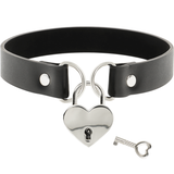 Coquette Chic Desire - Collar Cuero Vegano Accesorio Corazón Con Llave