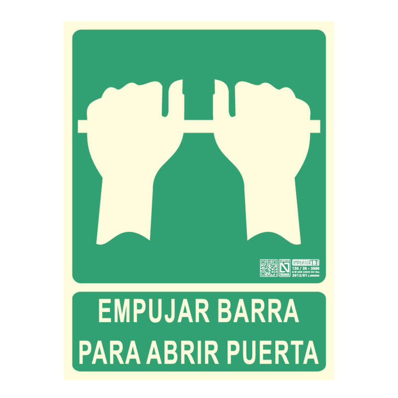 Implaser Ev209n Señal Salida De Socorro C/Barra 29,7x22,4cm