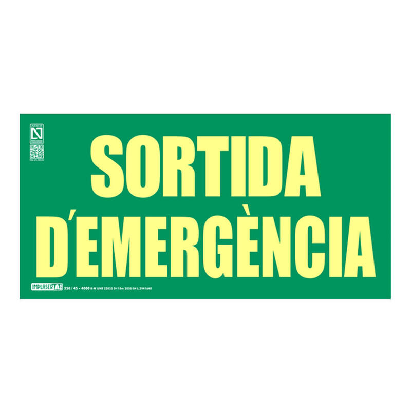 Implaser Ev293l-Cat Senyal Sortida D'Emergència En Català Clase A 29,7x14,8cm
