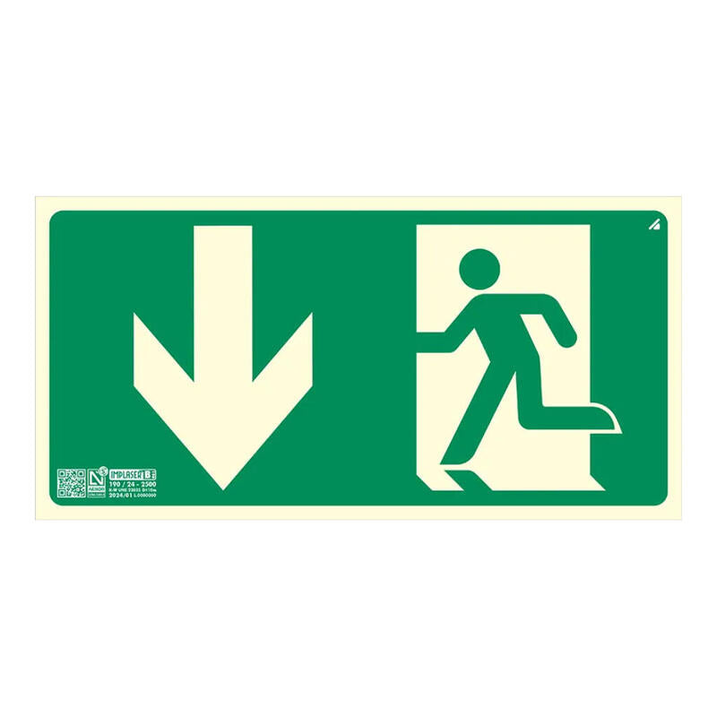 Implaser Ev357n Señal Salida Hacia Abajo 32x16cm