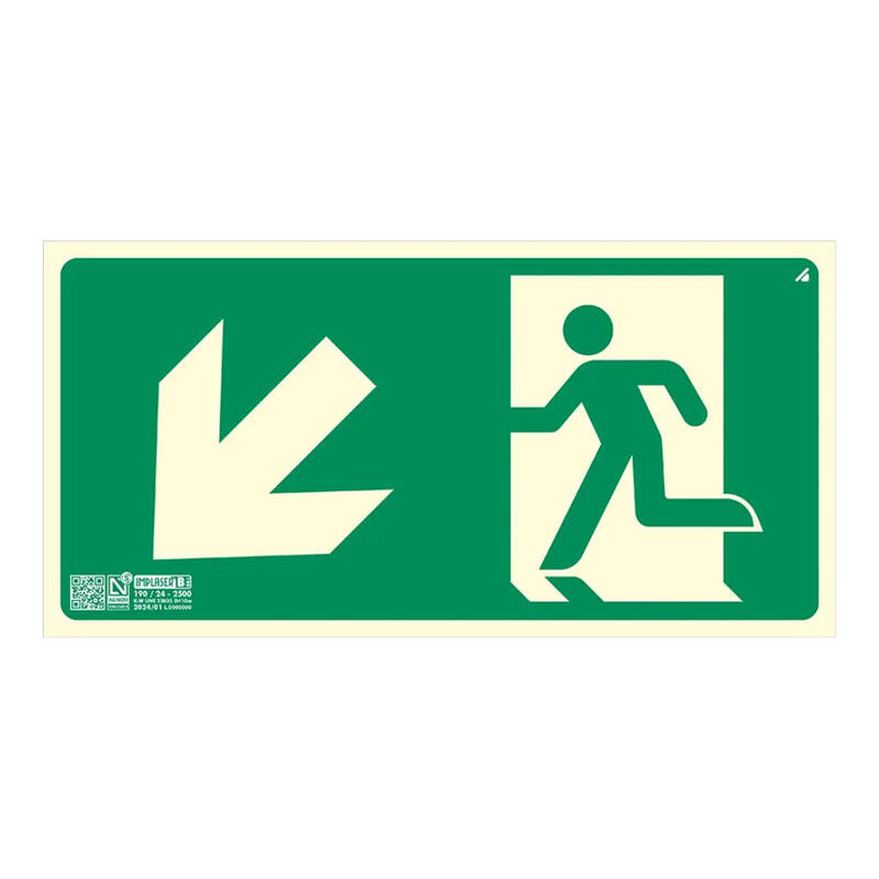 Implaser Ev359n Señal Salida Bajada Rampa O Escalera Izquierda 32x16cm