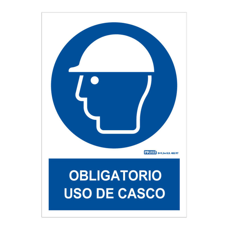 Implaser Ob01-A4 Señal Obligatorio Uso De Casco 29,7x21cm