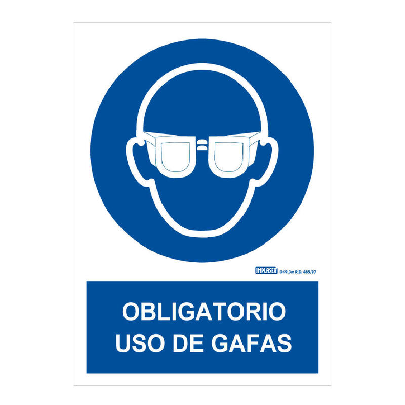 Implaser Ob03-A4 Señal Obligatorio Uso De Gafas 29,7x21cm