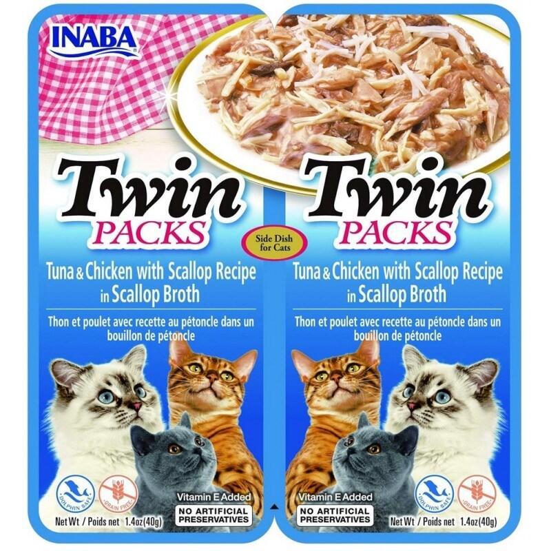 Inaba Cat Twin Tuna With Chicken And Scallops In Broth  Cat Treat  2x40g