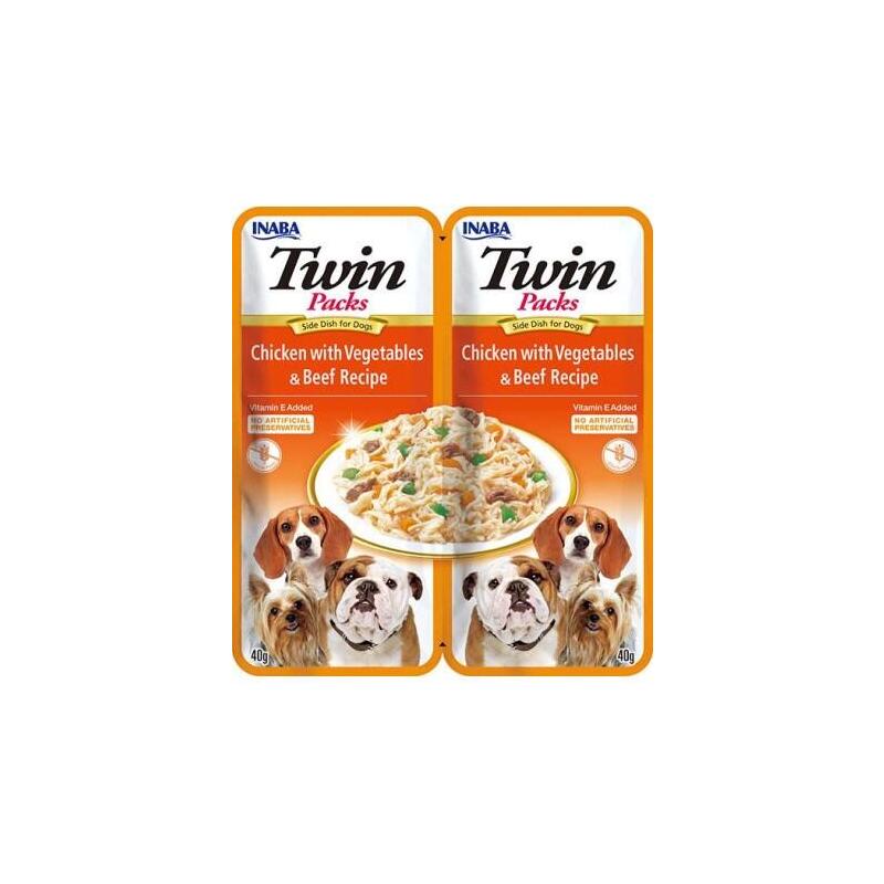 Inaba Dog Twin Chicken With Vegetables And Beef In Broth  Dog Treat  2x40g