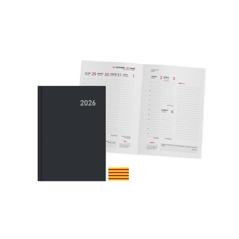 Ingraf Paris Agenda Anual En Catalan - Semana Vista - Tamaã±O 15x21cm - Negro