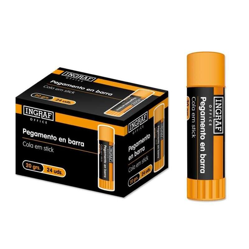 Ingraf Pegamento En Barra Adhesivo Solido 20gr - Sin Disolventes - Facil Aplicacion - Ideal Para Oficina, Hogar Y