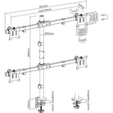 Inline® Desk Bracket For  3x Tv / Led / Tft Display Up A 81cm 32" Max. 7kg