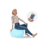 Innovagoods Pulight Asiento Hinchable - Luz Led Multicolor - Soporta Hasta 100kg - Mando A Distancia - Incluye