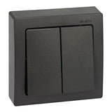 Interruptor Doble, Superficie, 10ax 250v~, Ip20, Serie Simon73 Loft, Grafito, Retractilado