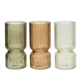 Jarron De Cristal Tubular Ondulado, Cristal, Ø11x23cm, 3 Colores. Basics