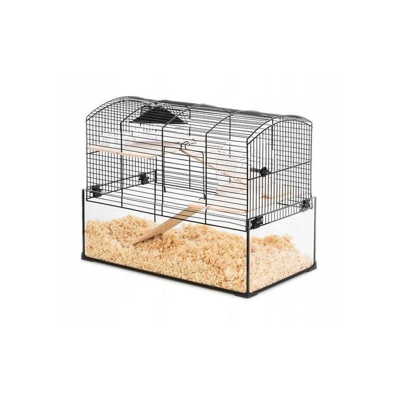 Jaula Zolux Small Neo Panas Con Cubeta De Vidrio, Color Negro