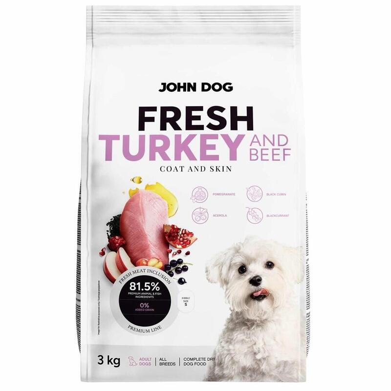 John Dog Adult Fresh Turkey & Beef Karma Sucha Para Perro 3kg