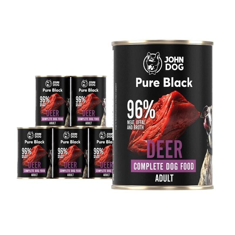 John Dog Pure Black Dorosly Jelen Karma Mokra Para Perro 400g*6