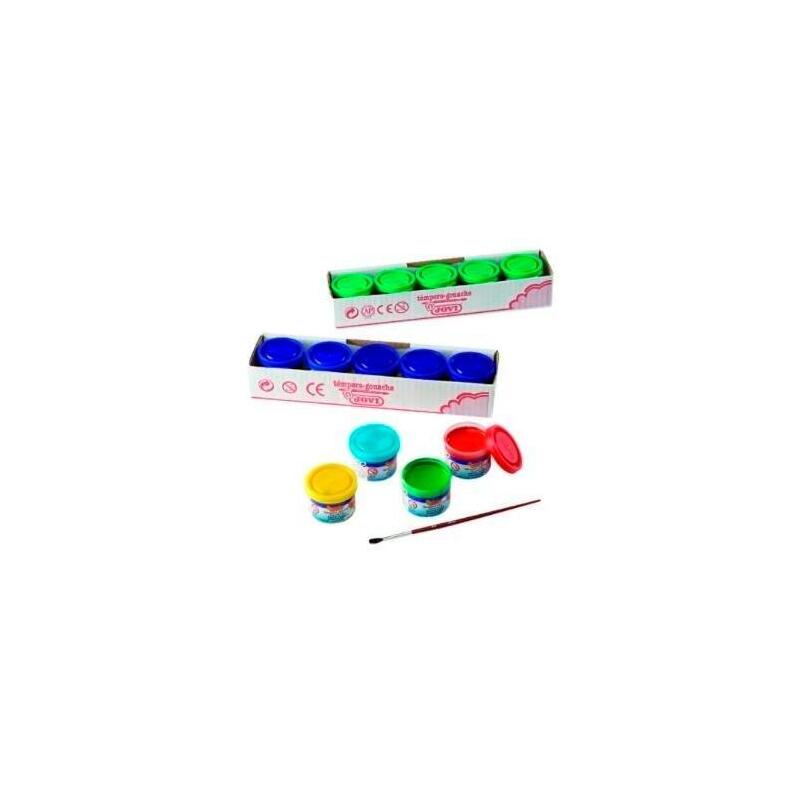 Jovi Estuche 5 Botes Témpera Escolar 35ml + Pincel Unicolor Verde Oscuro